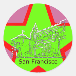 San Francisco 1986 Art The MUSEUM Zazzle Zeichnend Runder Aufkleber