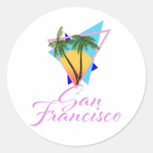 San Francisco 80er palm Postcard Runder Aufkleber