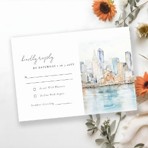 San Francisco Aquarell-Landschaft-Hochzeit RSVP Karte