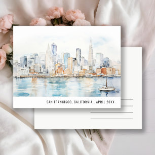 San Francisco Aquarell-Landschaft Reise Feiertagspostkarte
