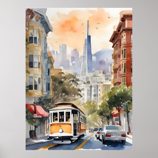 San Francisco Aquarell Poster (Vorne)