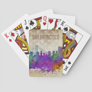 San Francisco, Aquarell-Stadt-Skyline CAs   Spielkarten