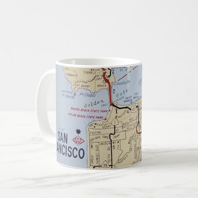 San Francisco Area Map Kaffeetasse (Vorderseite Links)