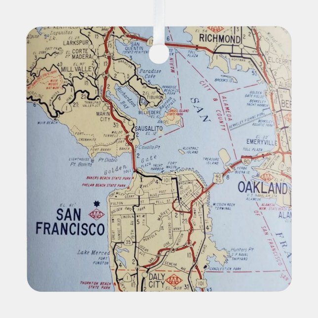 San Francisco Area Map Ornament Aus Metall (Vorderseite)