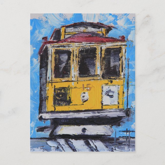 San Francisco Art, Cable Car Painting, Kalifornien Postkarte (Vorderseite)