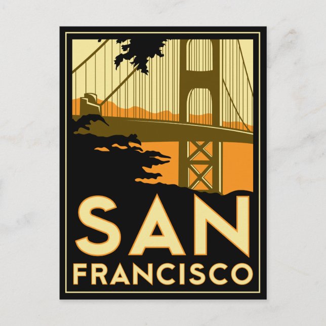 San Francisco Art Deco Poster Postkarte (Vorderseite)