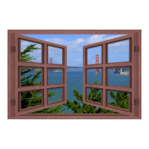 San Francisco Bay 6 Pane Open Window Poster