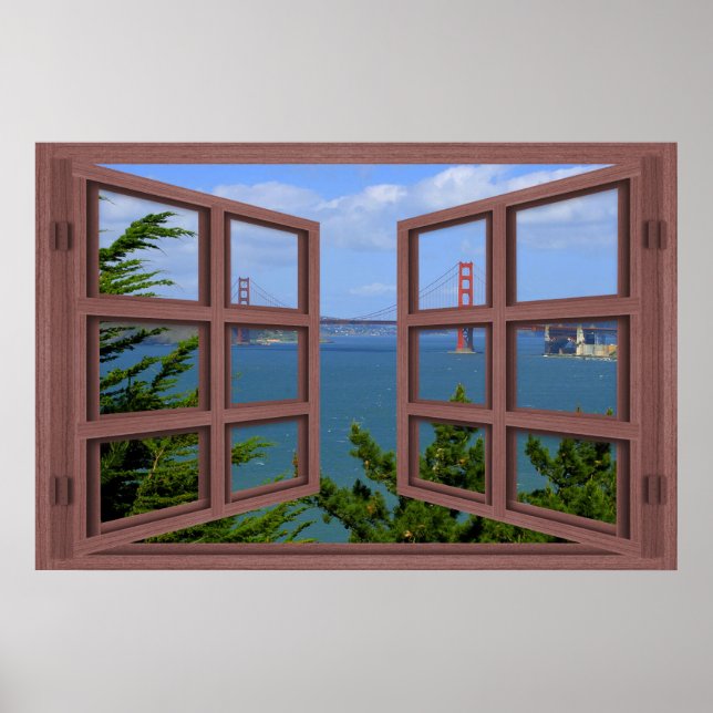 San Francisco Bay 6 Pane Open Window Poster (Vorne)