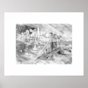 San Francisco Bay am nebligen Tag Poster