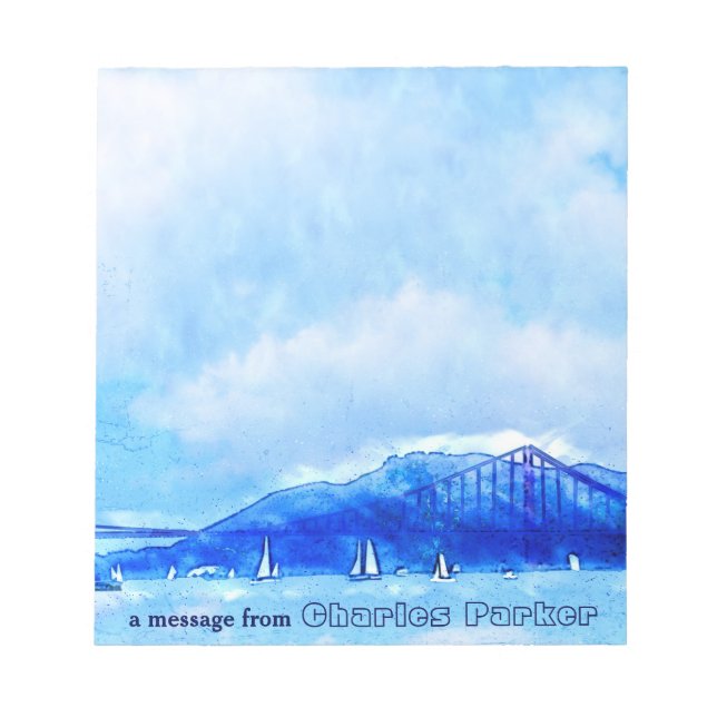 San Francisco Bay Mit Monogramm Notepad Notizblock (Vorderseite)