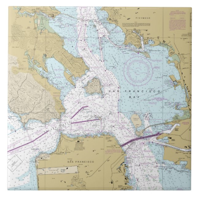 San Francisco Bay Nautical Chart Fliese (Vorderseite)