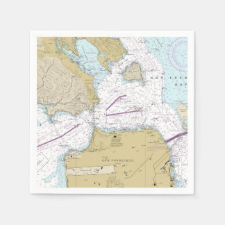 San Francisco Bay Nautical Chart Serviette