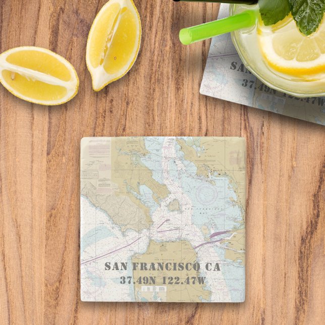 🧭 San Francisco Bay Nautical Chart Steinuntersetzer (🧭 San Francisco Bay Nautical Chart Stone Coaster
)