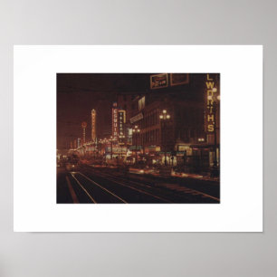 San Francisco bei Nacht 1950er Jahre Market Street Poster