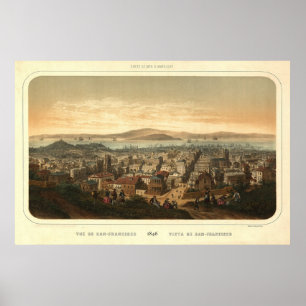 San Francisco Birdseye Panorama Karte 1846 Poster