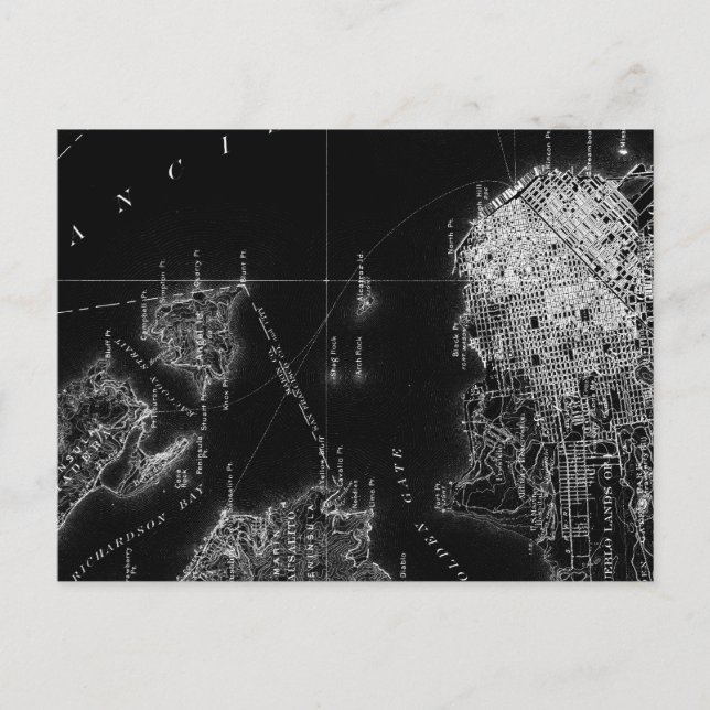 San Francisco Black and White Map Postkarte (Vorderseite)