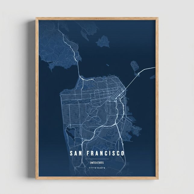 San Francisco Blue Print Map Wallart Poster Gift (Von Creator hochgeladen)