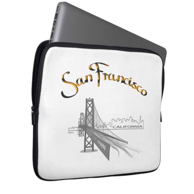 San Francisco Bridge Gold Black Graphic Laptopschutzhülle (Vorne Rechts)