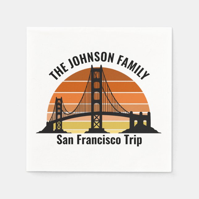 San Francisco Bridge Sunset Personalisiertes Party Serviette (Vorderseite)