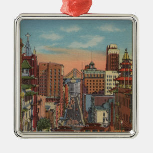 San Francisco, CA - Drahtseilbahnen, die steigen Silbernes Ornament