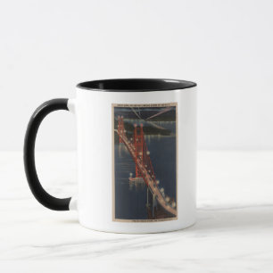 San Francisco, CA - Nachtansicht des Golden Gate Tasse