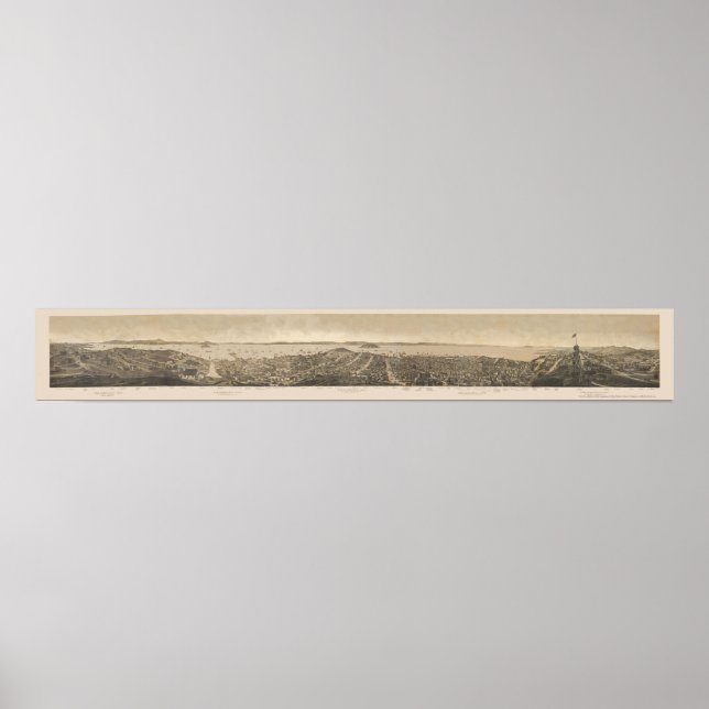 San Francisco, CA Panorama Karte - 1862 Poster (Vorne)