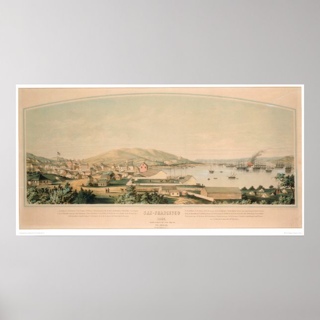 San Francisco, CA. Panoramakarte 1849 (1626A) Poster (Vorne)
