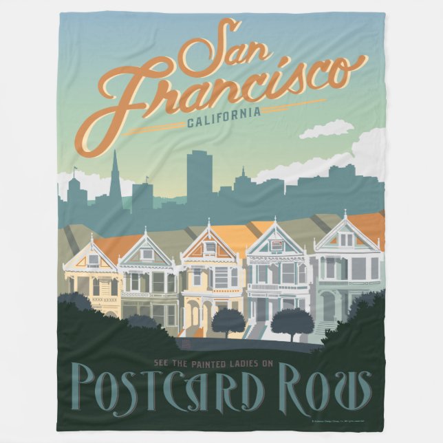 San Francisco, CA - Postkarten-Reihe Fleecedecke (Vorderseite)