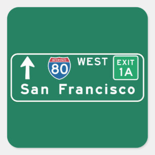 San Francisco, CA Road Sign Quadratischer Aufkleber