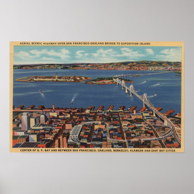 San Francisco, CAAerial View of S. F. Bridge Poster (Vorne)