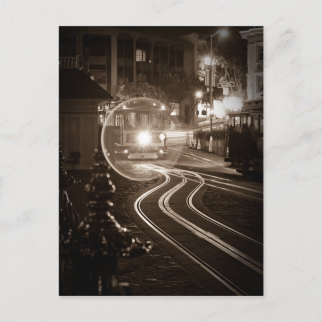 San Francisco Cable Car bei Nacht Postkarte (Vorderseite)