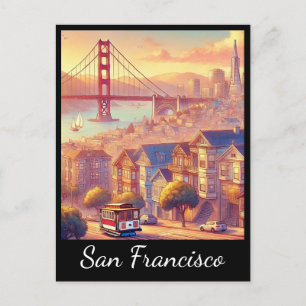 San Francisco Cable Car Golden Gate Bridge Postkarte