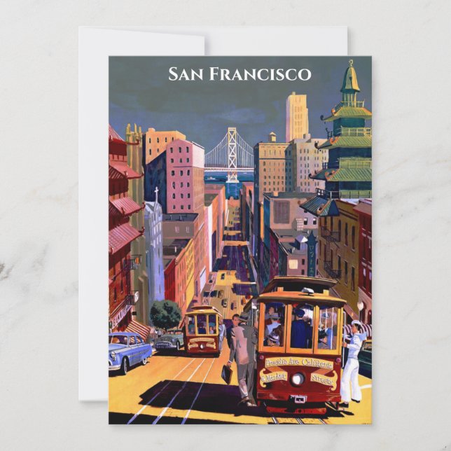 San Francisco Cable Car Retro Vintag Flat Card (Vorderseite)