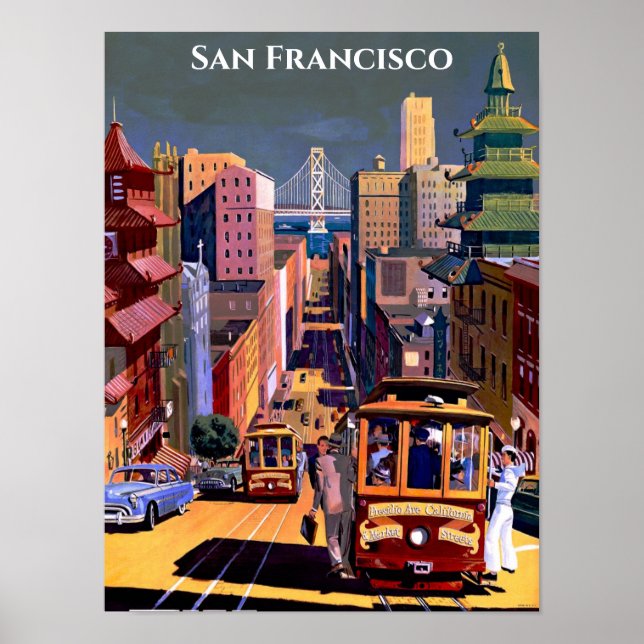 San Francisco Cable Car Retro Vintage Reise Poster (Vorne)