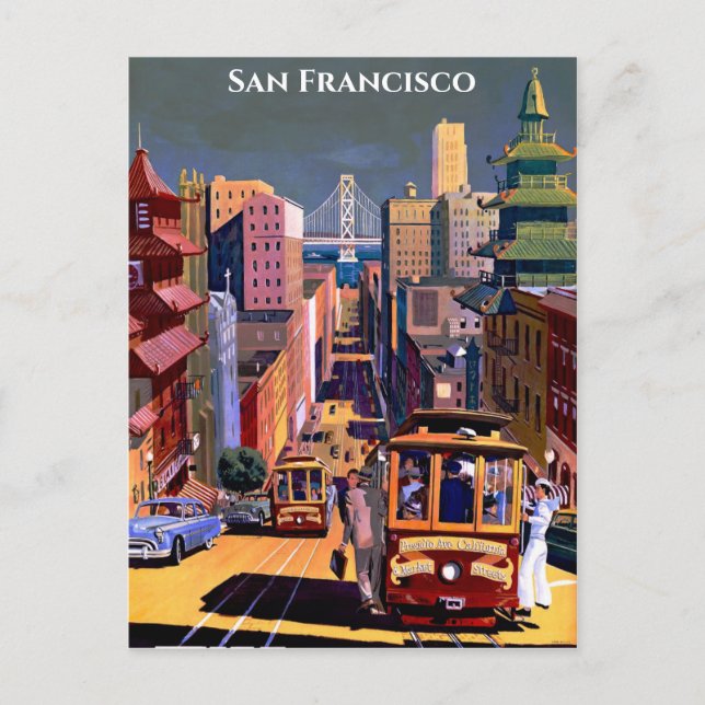 San Francisco Cable Car Retro Vintage Reise Postkarte (Vorderseite)