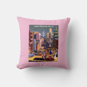 San Francisco Cable Car Vintage Reiseposter Kissen