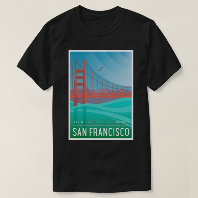 San Francisco California Art Deco Jugendstil Reise T-Shirt (Design vorne)