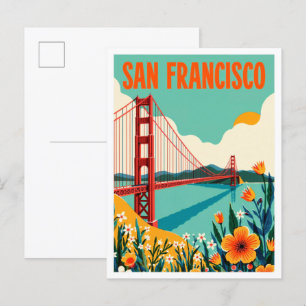 San Francisco California Art Illustration Reise Postkarte