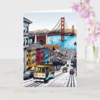 San Francisco, California Comic Book Style Art