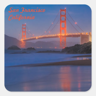 San Francisco California Golden Gate Bridge Quadratischer Aufkleber