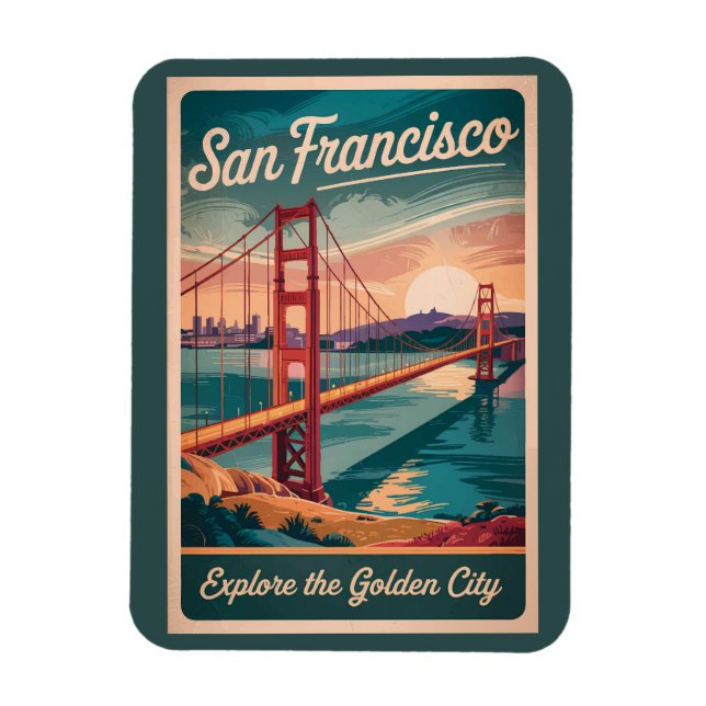San Francisco California Golden Gate Bridge Travel Magnet (Vertikal)