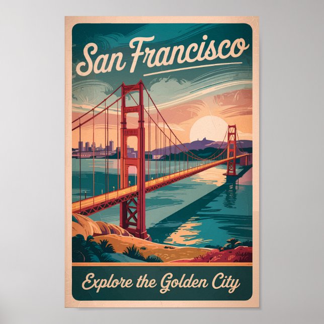 San Francisco California Golden Gate Bridge Travel Poster (Vorne)