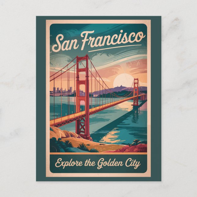San Francisco California Golden Gate Bridge Travel Postkarte (Vorderseite)