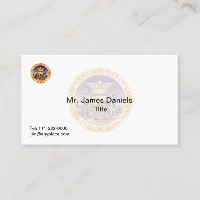 San Francisco California Great Siegel Visitenkarte (Vorderseite)