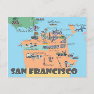 San Francisco California Highlights Maps Postkarte