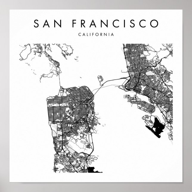 San Francisco California Minimal Modern Street Kar Poster (Vorne)