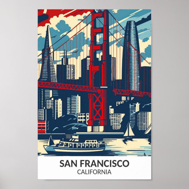 San Francisco California Retro Artwork Travel Poster (Vorne)