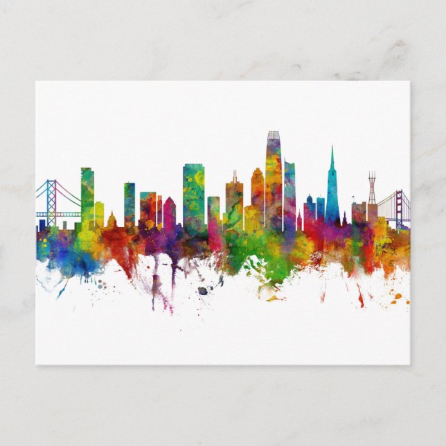 San Francisco California Skyline Postkarte (Vorderseite)