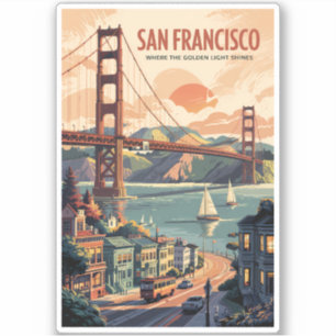 San Francisco California Skyline Travel Art Retro Aufkleber