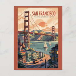 San Francisco California Skyline Travel Art Retro Postkarte